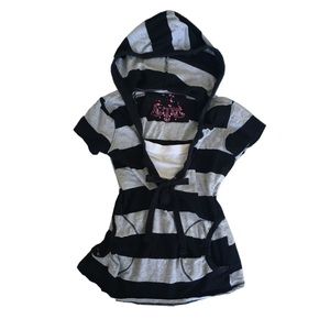 cute lil black and gray striped baby doll hoodie